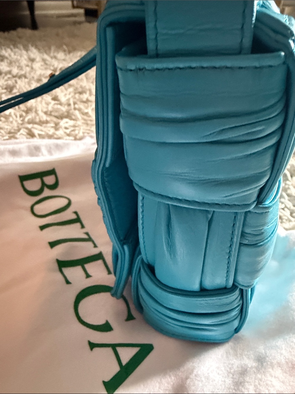 Bottega Veneta Bright Turquoise Woven Leather Crossbody - Picture 3 of 6